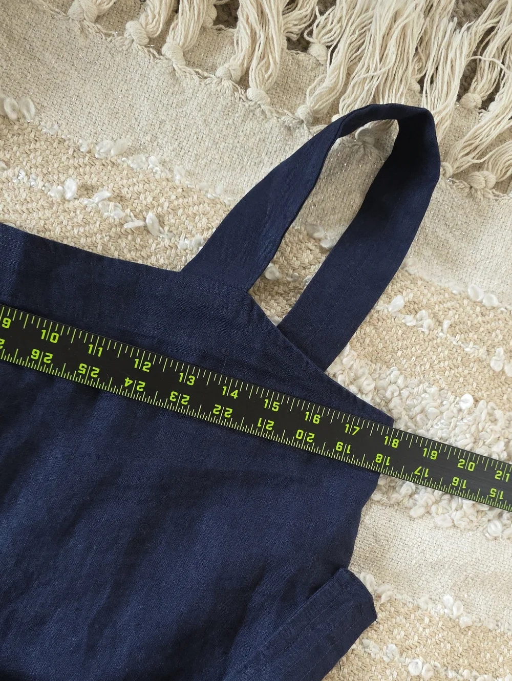 Quince Navy Square-Neck Linen-Blend Jumpsuit with Tie Waist Medium